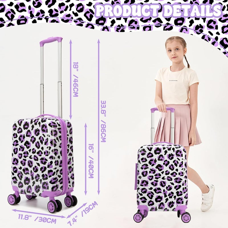 Esteemly Kid's Luggage Set 2 Piece Suitcase Set Hardside Luggage with Spinner Wheels Girls Carry on Toddler Travel Rolling Suitcase with Neck Pillow Airline Approved - Image 2
